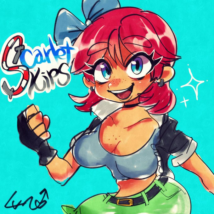 Fan art by JasDeviLuno. The art depicts Scarlet from Scarlet Skips.