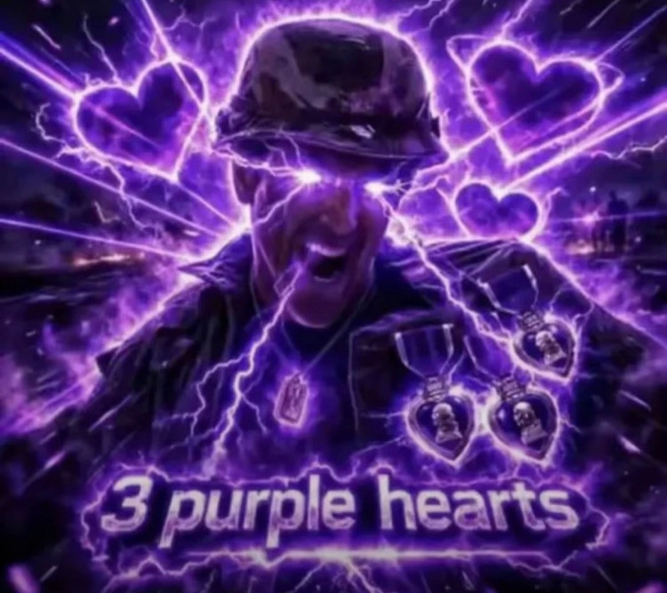 3 purple hearts