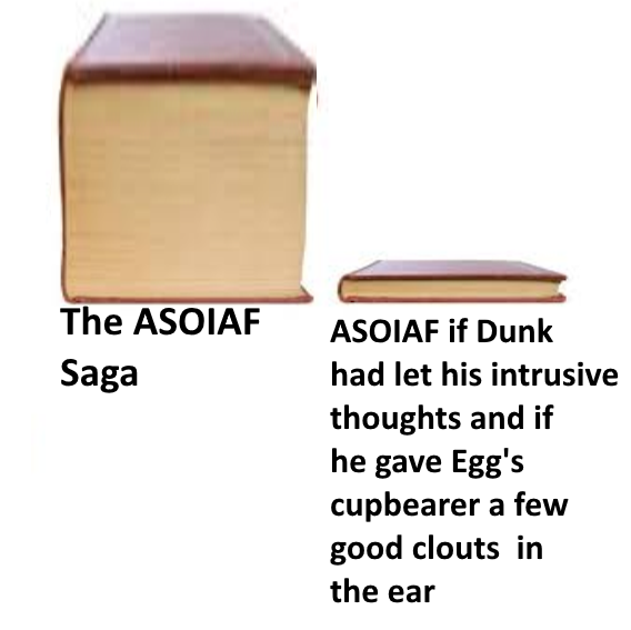 The ASOIAF Saga ASOIAF if Dunk had let his intrusive thoughts and if he gave Egg's cupbearer a few good clouts in the ear