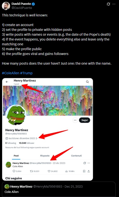 A Twitter post attempting to explain the Cole Allen 2023 tweet.
