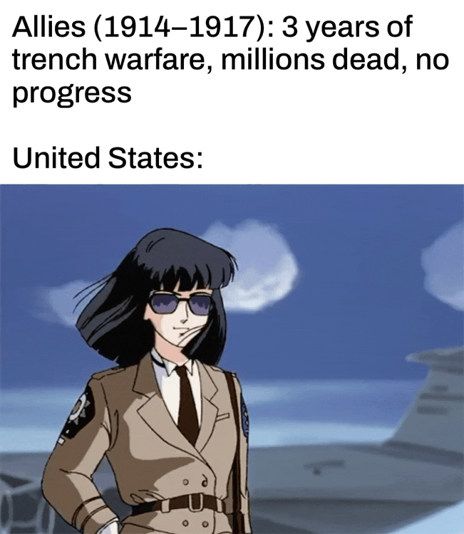 Allies (1914-1917): 3 years of trench warfare, millions dead, no progress United States: