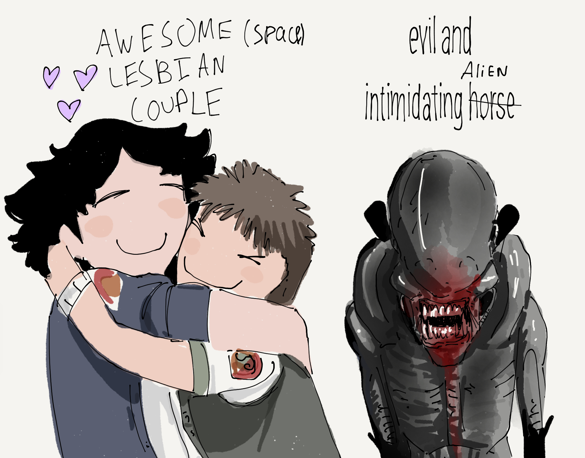 AWESOME (Space) ♡♡LESBIAN COUPLE ♡ evil and AliEN intimidating herse