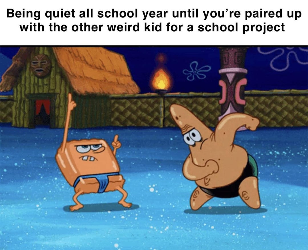 Being quiet all school year until you're paired up with the other weird kid for a school project D