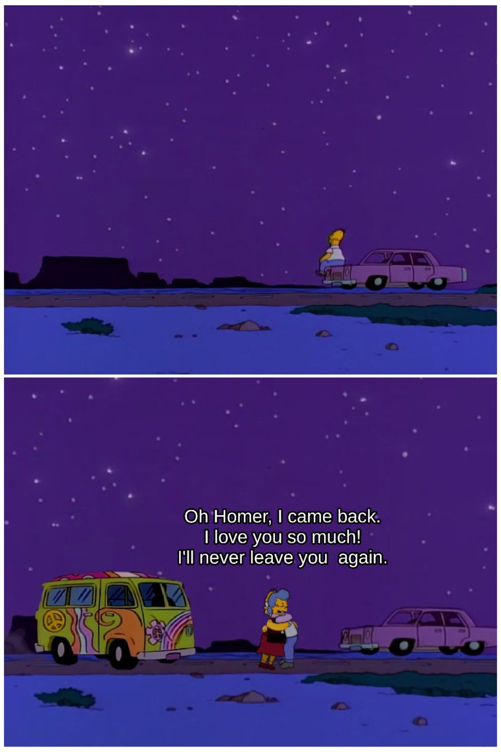 Oh Homer, I came back. I love you so much! I'll never leave you again.