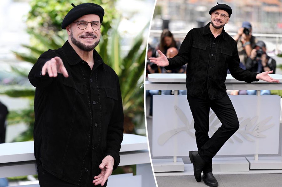 John Travolta wearing a black beret. This image is often used as a meme.
