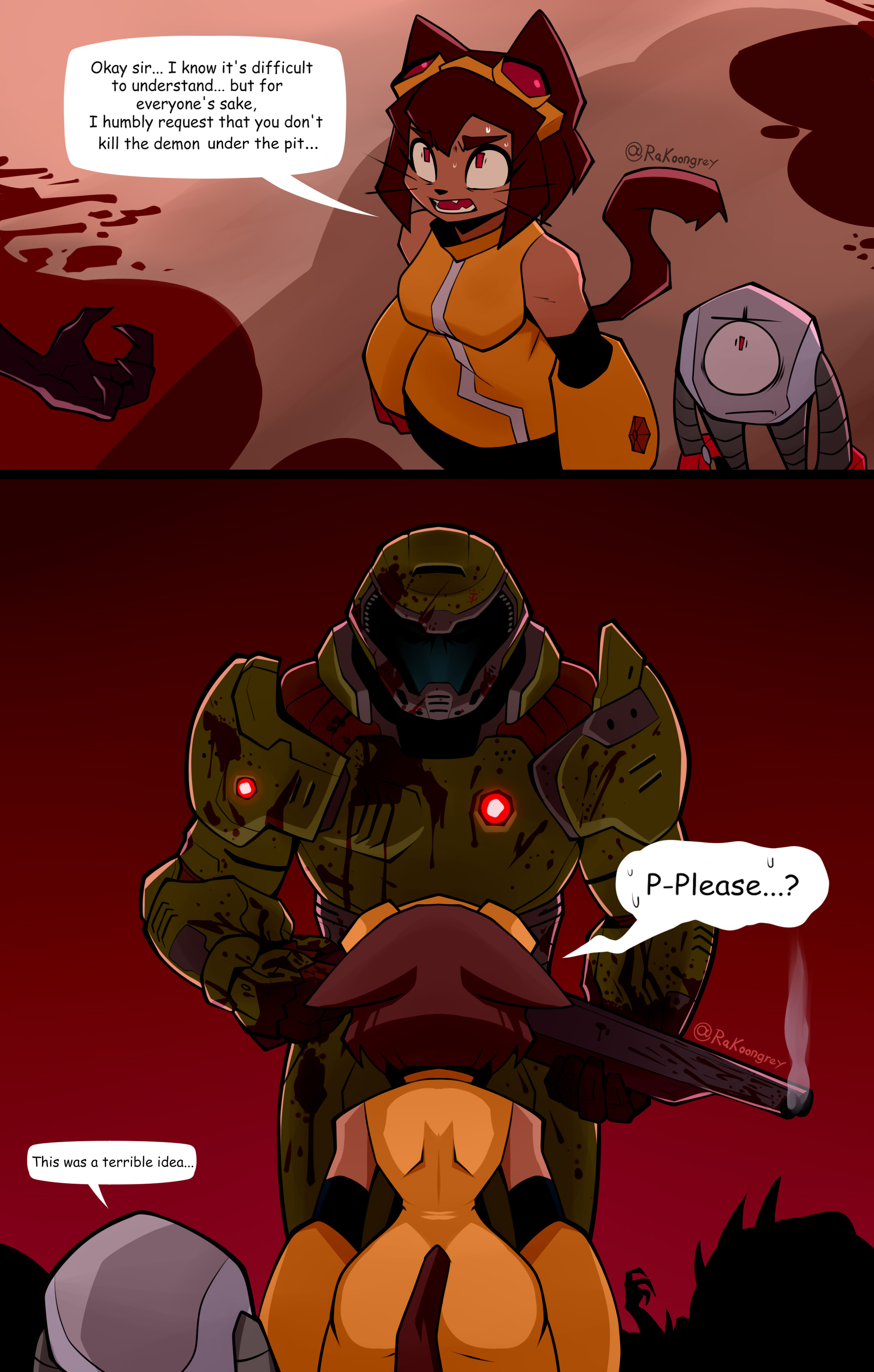 Okay sir... I know it's difficult to understand... but for everyone's sake, I humbly request that you don't kill the demon under the pit... This was a terrible idea... @RaKoongrey P-Please...? @RaKoongrey
