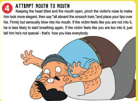 Oh my God, I found an official Bob's Burgers trick where Teddy can save Bob from fainting due to suffocation by giving Bob Belcher mouth-to-mouth resuscitation. It's official that Teddy "kissed" Bob Belcher 

