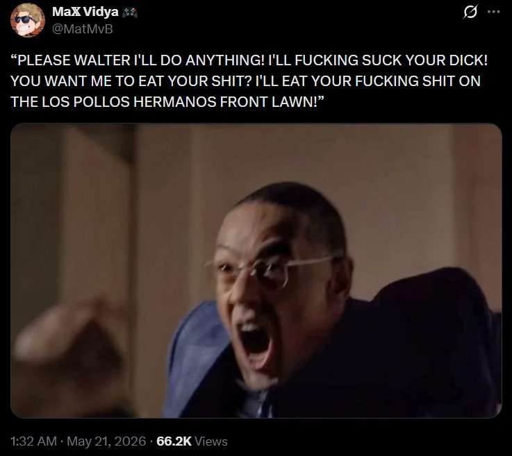 A parody of Homelander's death in The Boys. The parody is based on Breaking Bad.