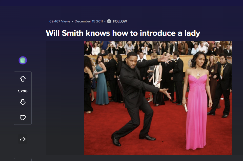 1,296 69,467 Views ⚫December 15 2011. FOLLOW Will Smith knows how to introduce a lady