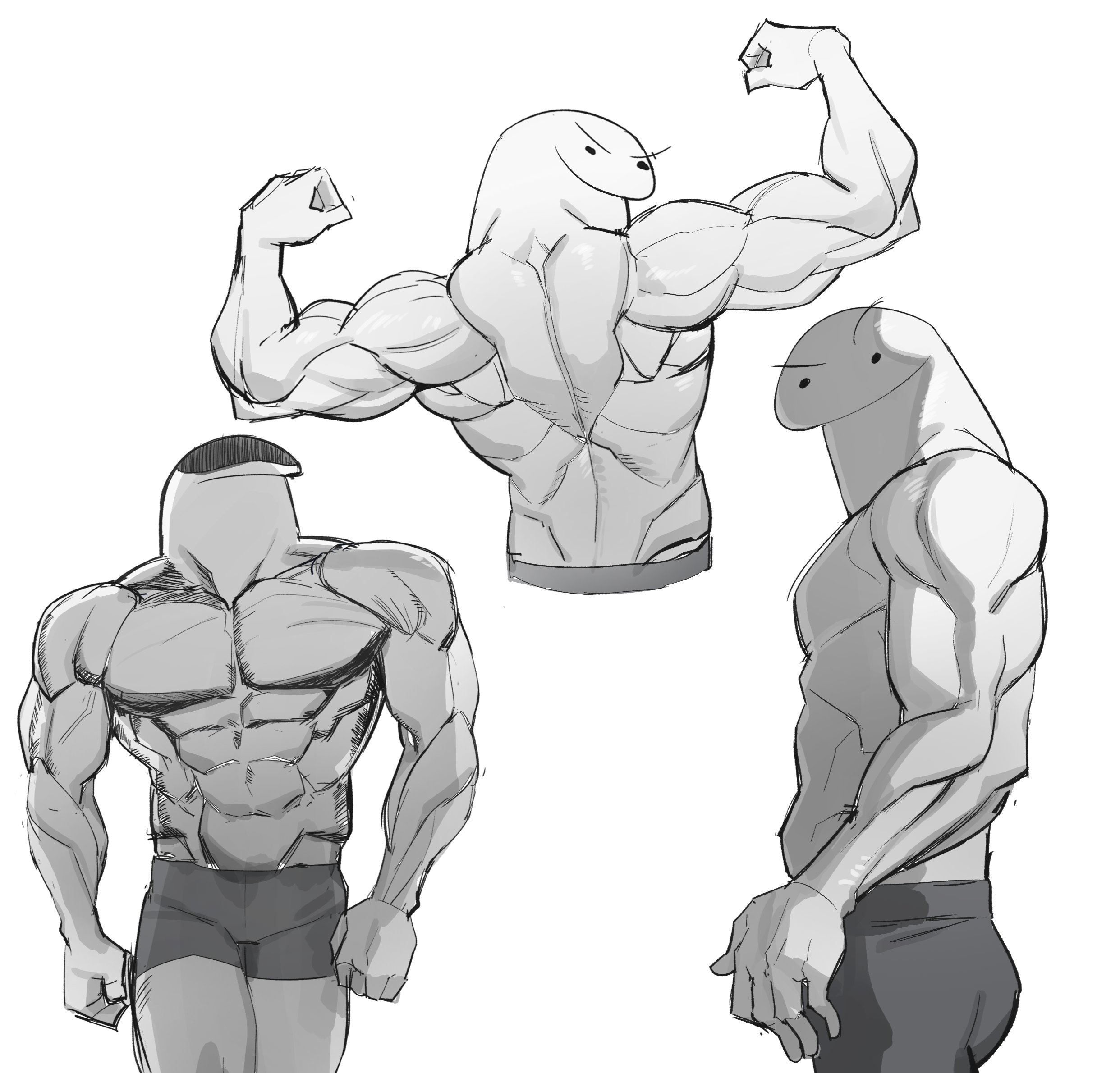 People were complaining about drawing the guy faceless in my comic so I put flork's head on my muscl...