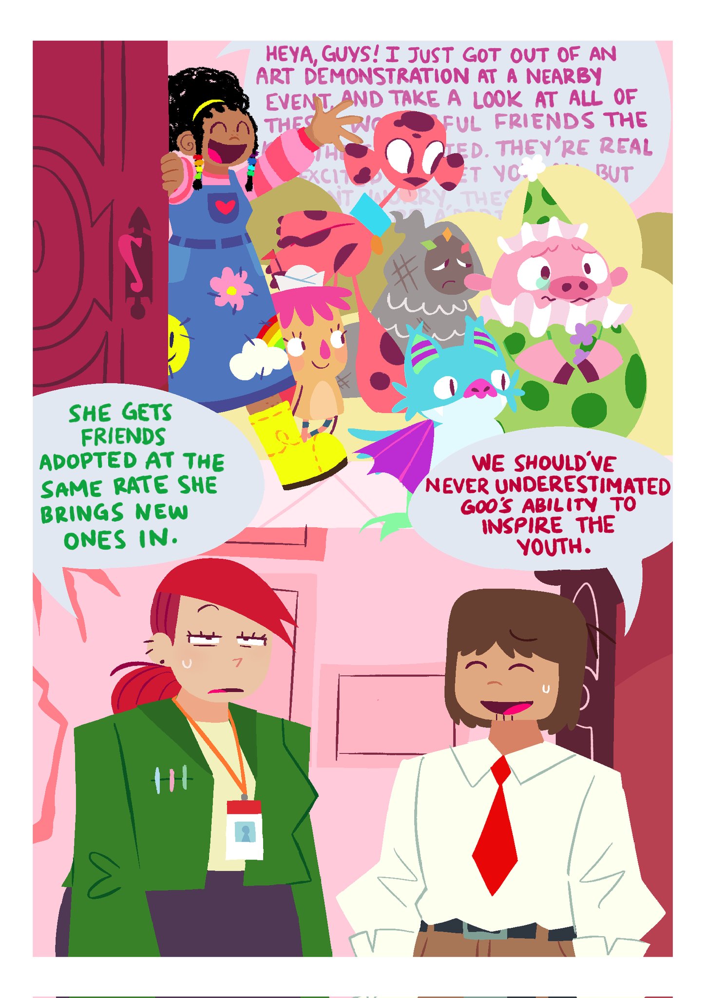 HEYA, GUYS! I JUST GOT OUT OF AN ART DEMONSTRATION AT A NEARBY EVENT AND TAKE A LOOK AT ALL OF THES WO FUL FRIENDS THE THE TED. THEY'RE REAL XCIT ET YO BUT TW WARRY, THES SHE GETS FRIENDS ADOPTED AT THE SAME RATE SHE BRINGS NEW ONES IN. WE SHOULD'VE NEVER UNDERESTIMATED GOO'S ABILITY TO INSPIRE THE YOUTH. 111