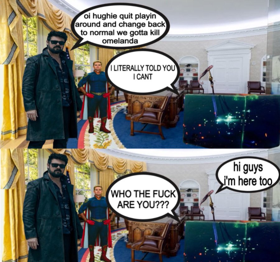 oi hughie quit playin around and change back to normal we gotta kill omelanda I LITERALLY TOLD YOU I CANT WHO THE F--- ARE YOU??? hi guys i'm here too