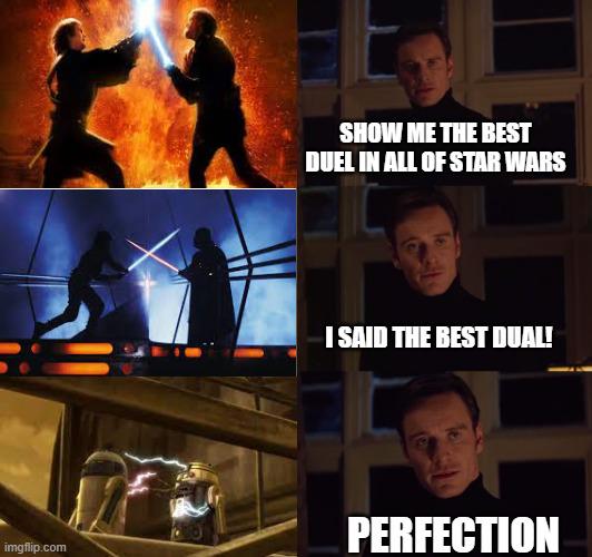 SHOW ME THE BEST DUEL IN ALL OF STAR WARS I SAID THE BEST DUAL! imgflip.com PERFECTION