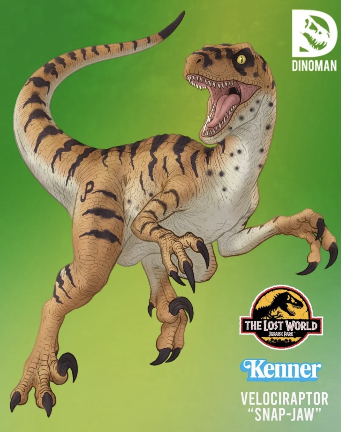 DINOMAN THE LOST WORLD JURASSIC PARK Kenner VELOCIRAPTOR "SNAP-JAW"