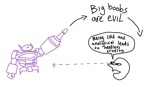 Big boobs are evil Being cold and analytical leads to needless cruelty
