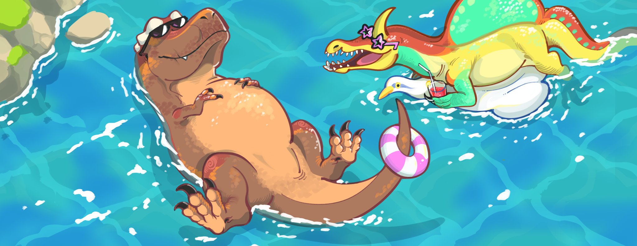 Summer vacation with spinosaurus and rex