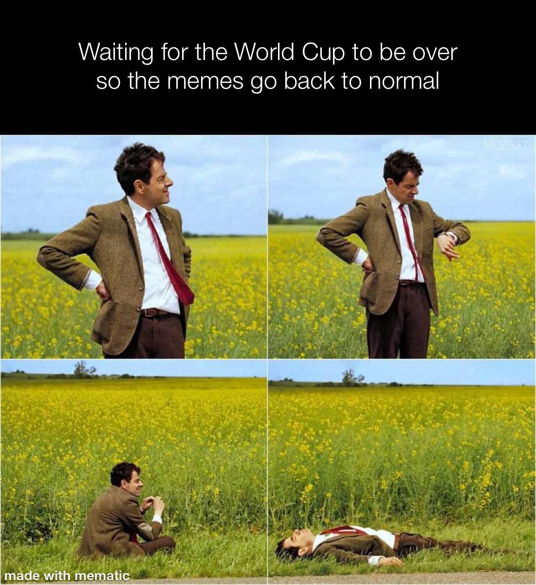 Waiting for the World Cup to be over so the memes go back to normal made with mematic MQBS3T