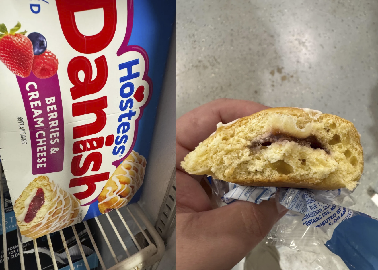 BLUE 1, TABUTED HRAGEENAN, SG, MID 9039 Сбис ВАЬПЫЕЕ OW BEKSOVIE (COFSET enasle Hostess Danish D BERRIES & CREAM CHEESE ARTIFICIALLY FLAVORED PRODUCT BURE