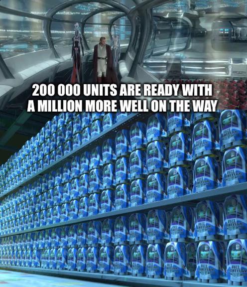 200 000 UNITS ARE READY WITH A MILLION MORE WELL ON THE WAY 7022 0612 BAIYLEV BUZZ ACHTYLKO