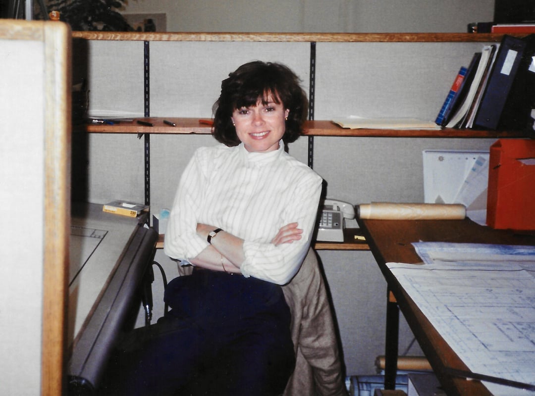 At the office, 1987