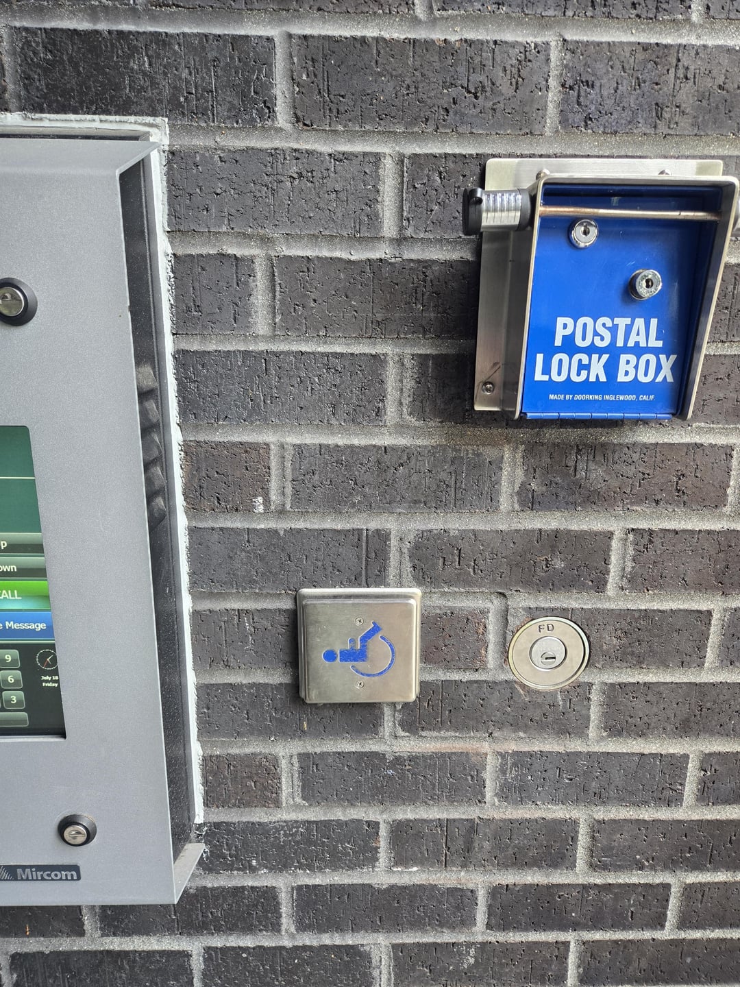 P Down CALL e Message July 18 Friday Mircom POSTAL LOCK BOX MADE BY DOORKING INGLEWOOD, CALIF. FD