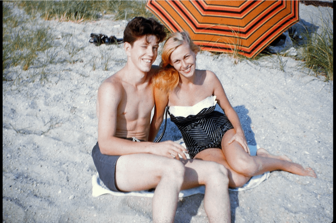 At the beach, 1958