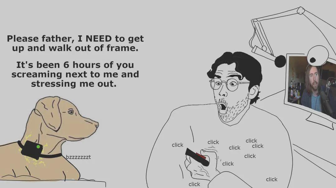 Please father, I NEED to get up and walk out of frame. It's been 6 hours of you screaming next to me and stressing me out. click click click click click bzzzzzzzt click click click click