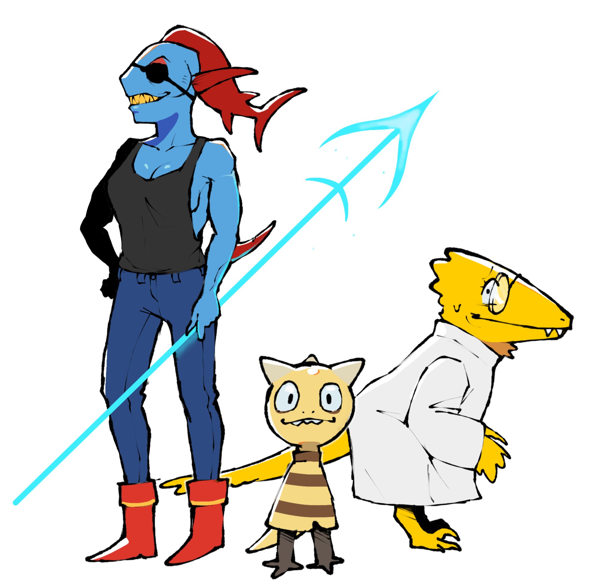 Dinosaur alphys and Undyne