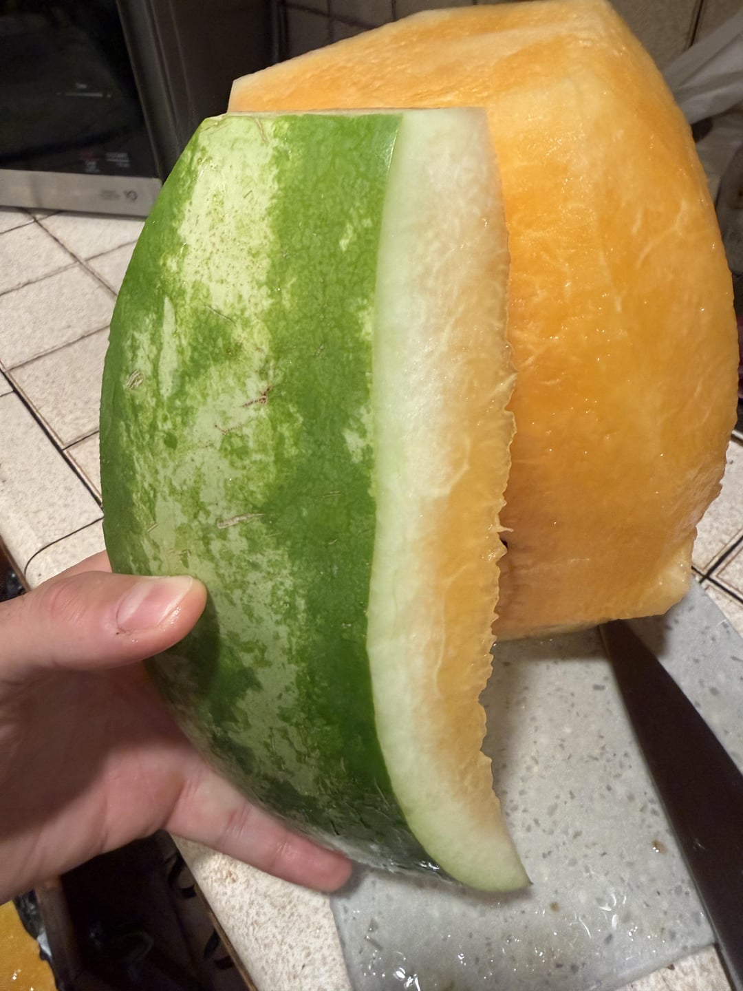 This watermelon is orange on the inside
