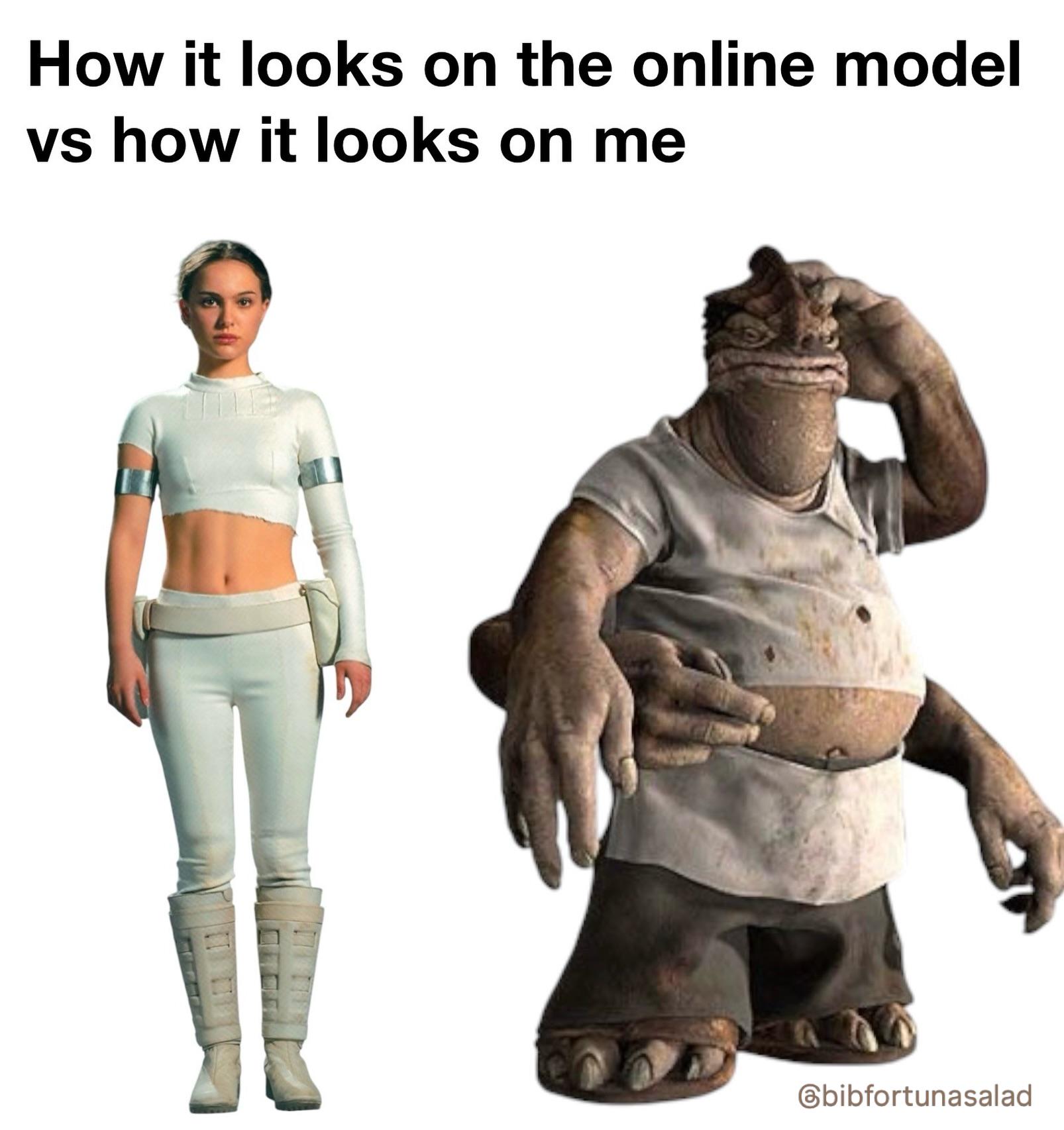 How it looks on the online model vs how it looks on me @bibfortunasalad
