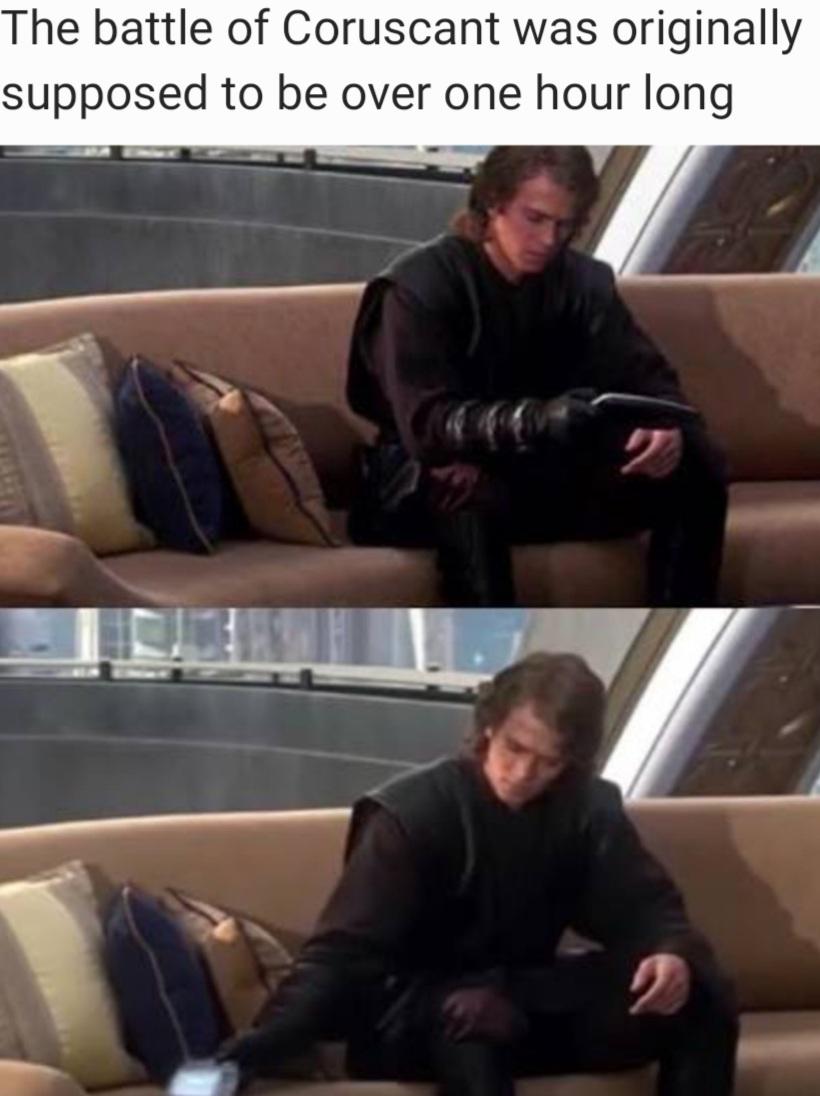 The battle of Coruscant was originally supposed to be over one hour long