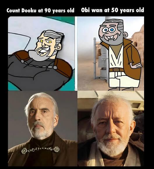 Count Dooku at 90 years old Obi wan at 50 years old