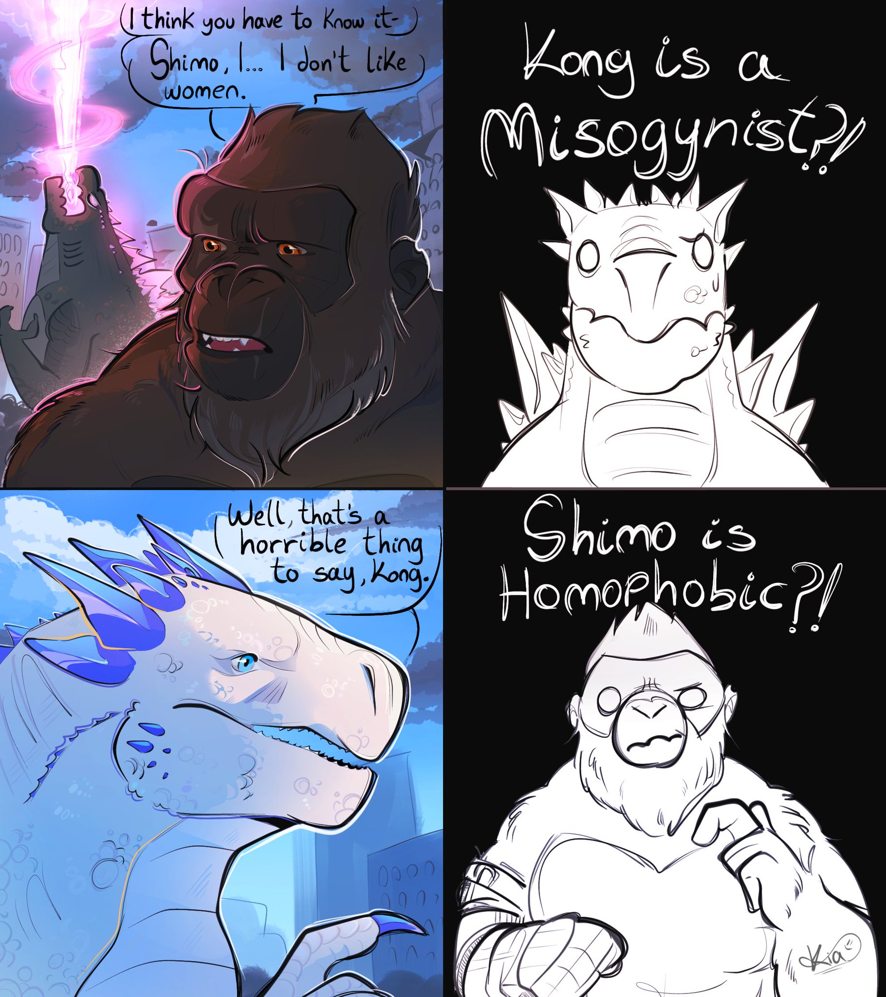 000 2 I think you have to Know it- Shimo, ... I don't like women. Kong is a Misogynist? 22 Well, that's a horrible thing Shimo is to say, Kong, Homophobic?! 0000 9903 Kias
