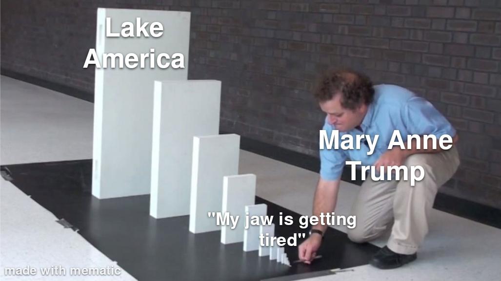 Lake America made with mematic Mary Anne Trump "My jaw is getting tired"