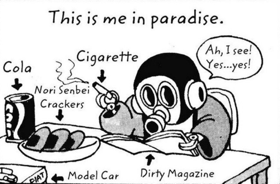 This is me in paradise. C-------- Ah, I see! Yes...yes! Cola Nori Senbei FIAT Crackers Model Car Dirty Magazine
