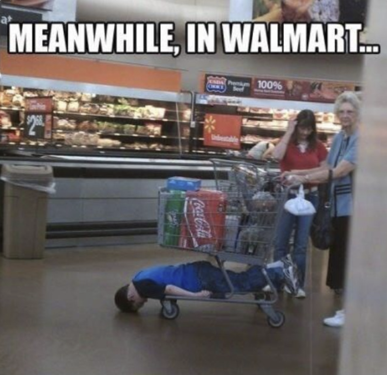 at MEANWHILE, IN WALMART... Premium Seef 100% Coca-Cola