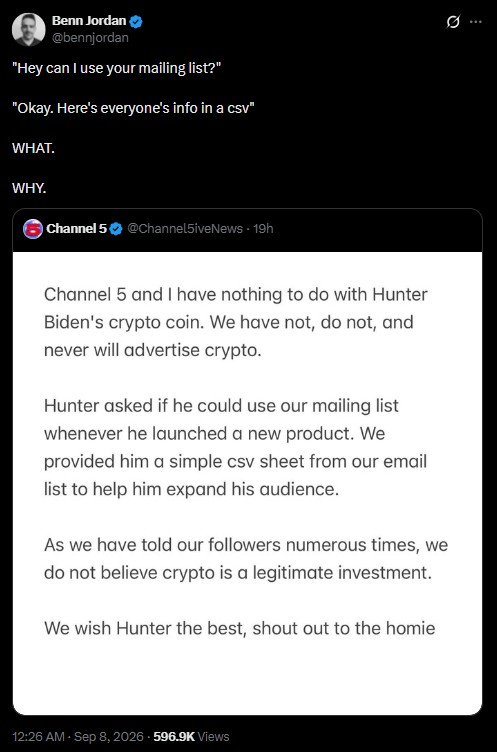 never give hunter your mailing list