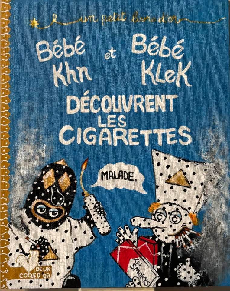 un petit bow do buidor Bébé et Khn Bébé Klek DÉCOUVRENT LES CIGARETTES DEUX COQSD OR MALADE Les SMOKYS