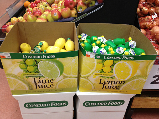 1.50 CONCORD FOODS CONCORD FOODS Lime Juice from concentrate natural strength CONCORD FOODS FROM THE GROVE FLAVOR Lemon Juice CONCORD FOODS 2