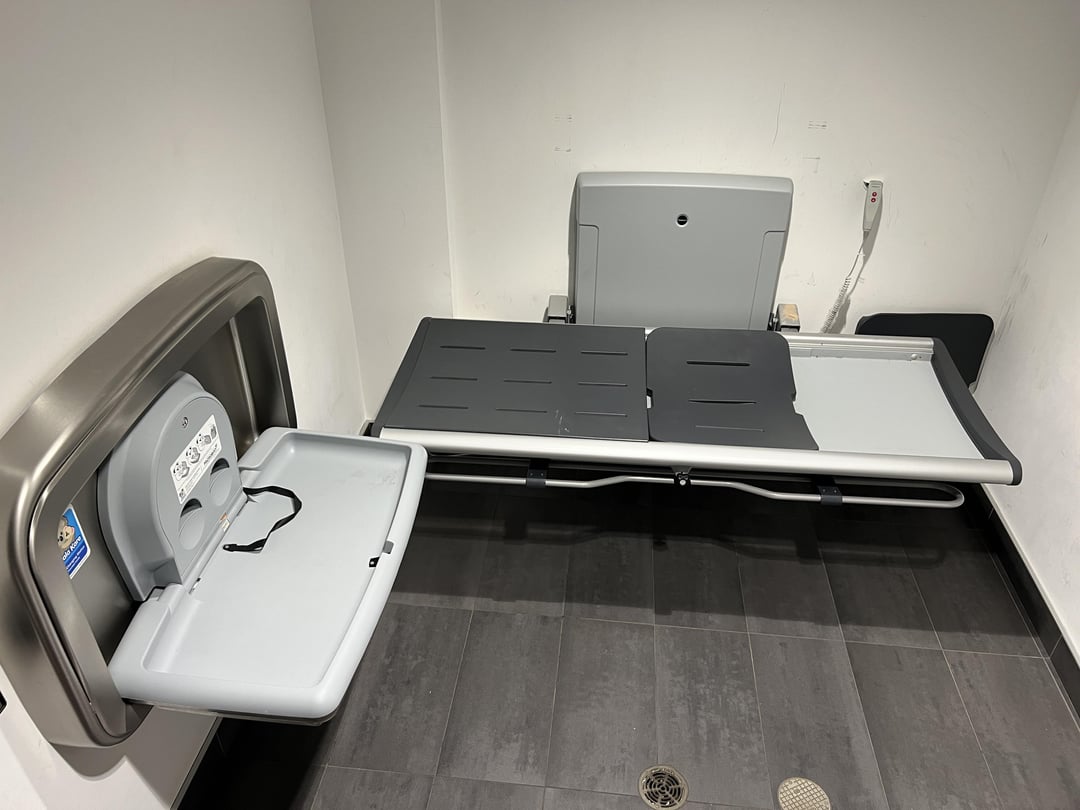 I found an adult size change table in the bathroom at the Toronto Science Centre