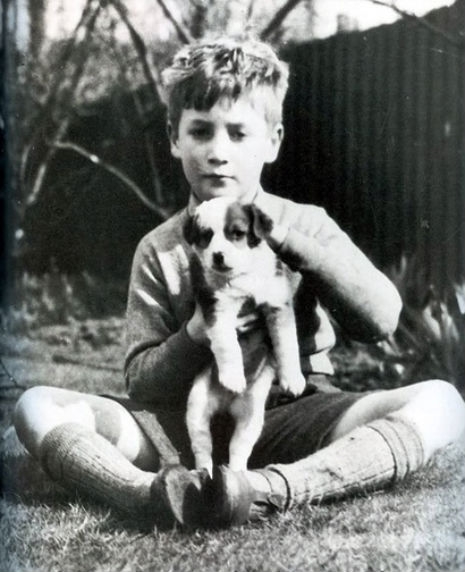 John Lennon and his puppy, 1940s