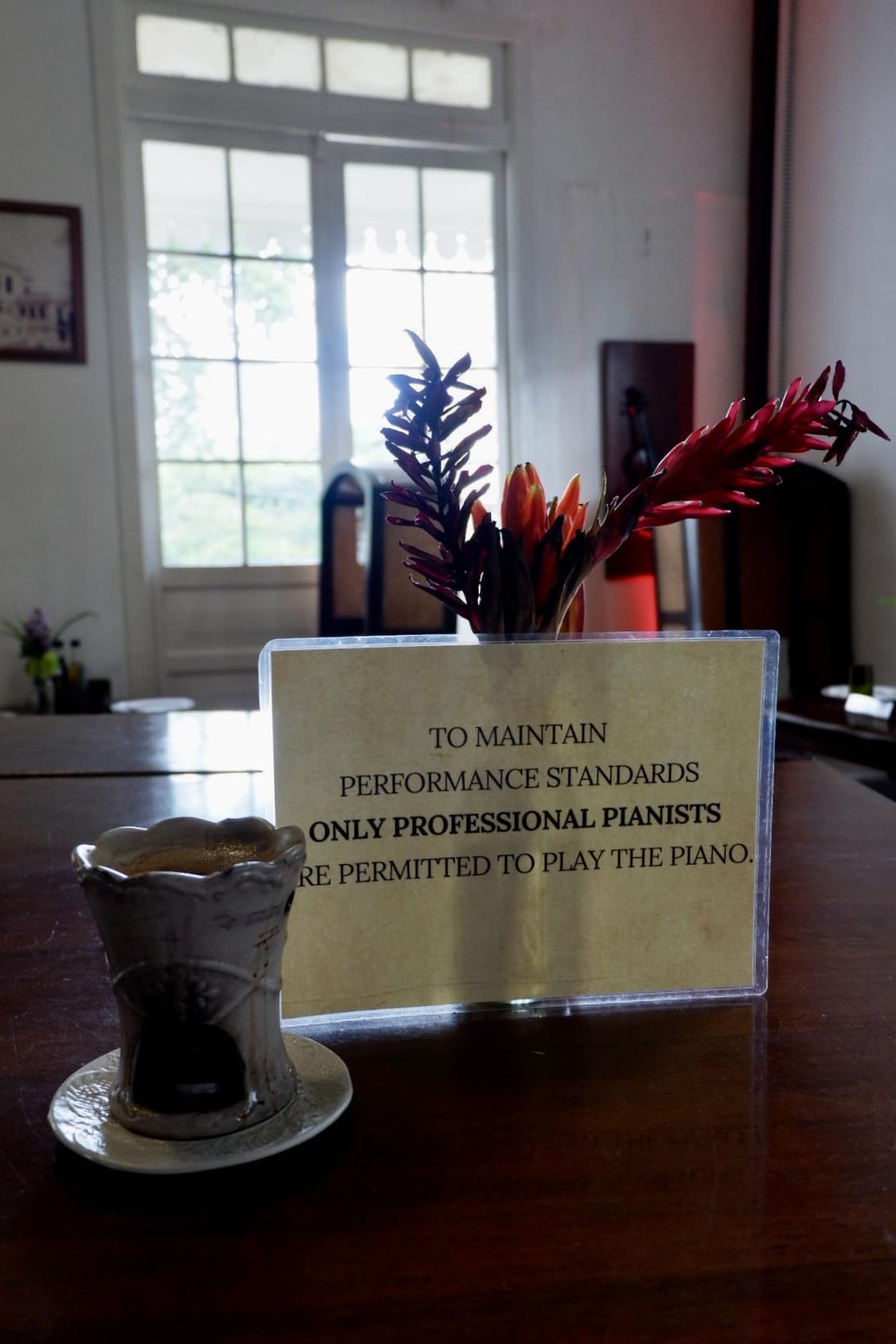 17 TO MAINTAIN PERFORMANCE STANDARDS ONLY PROFESSIONAL PIANISTS RE PERMITTED TO PLAY THE PIANO.