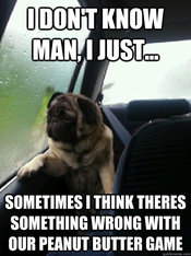 2a1.jpg OONT KNOVw MAN I JUST SOMETIMES I THINK THERES SOMETHING WRONG WITH OUR PEANUT BUTTER GAME quickmeme.com